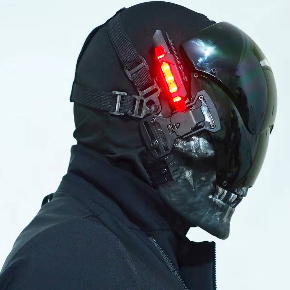 CyberPunk Mặt Nạ Cosplay Bloodsport Dc Sọ Mặt Nạ Mặt Nạ Với Ánh Sáng LED, lễ Hội Âm Nhạc Và Đá Cảnh Đạo Cụ Phù Hợp Forhalloween Và Đảng