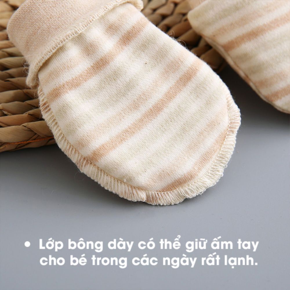 Bao tay cho bé sơ sinh, chất liệu 100% bông hữu cơ mềm mại chống xước cho bé (bao tay sơ sinh)