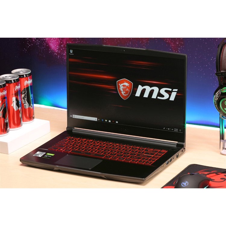 Laptop MSI GF63 Thin 10SC i7 10750H/8GB/512GB/4GB GTX1650 Max-Q/15.6&quot;F/144Hz/Balo/Chuột/Win10/(480VN)/Đen