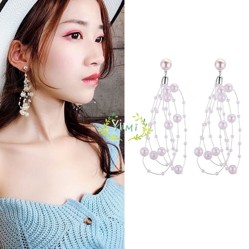 Đôi khuyên tai dáng dài phối ngọc trai thời trang cho nữ