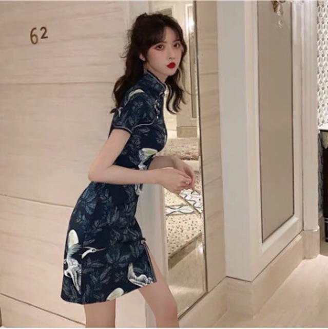 (R138) sườn xám ulzzang cách tân size s đến 4xl(có ảnh thật)