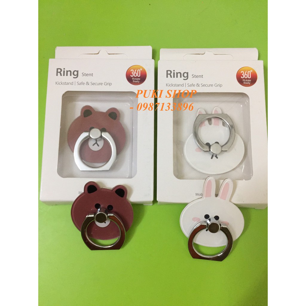 Móc IRING đỡ điện thoại cute hình gấu brown và thỏ cony siêu tiện lợi