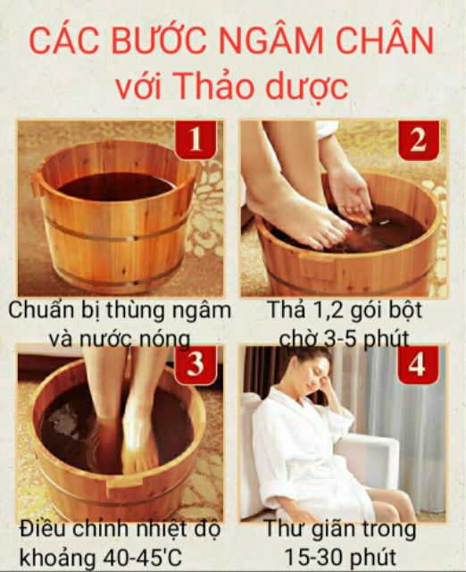 Bột thảo dược thuốc bắc ngâm chân đông y đóng gói túi lọc sẵn, lưu thông khí huyết