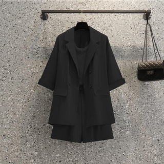  Set vest short đen kèm áo 2 dây big size lớn 3 món 70-90kg 