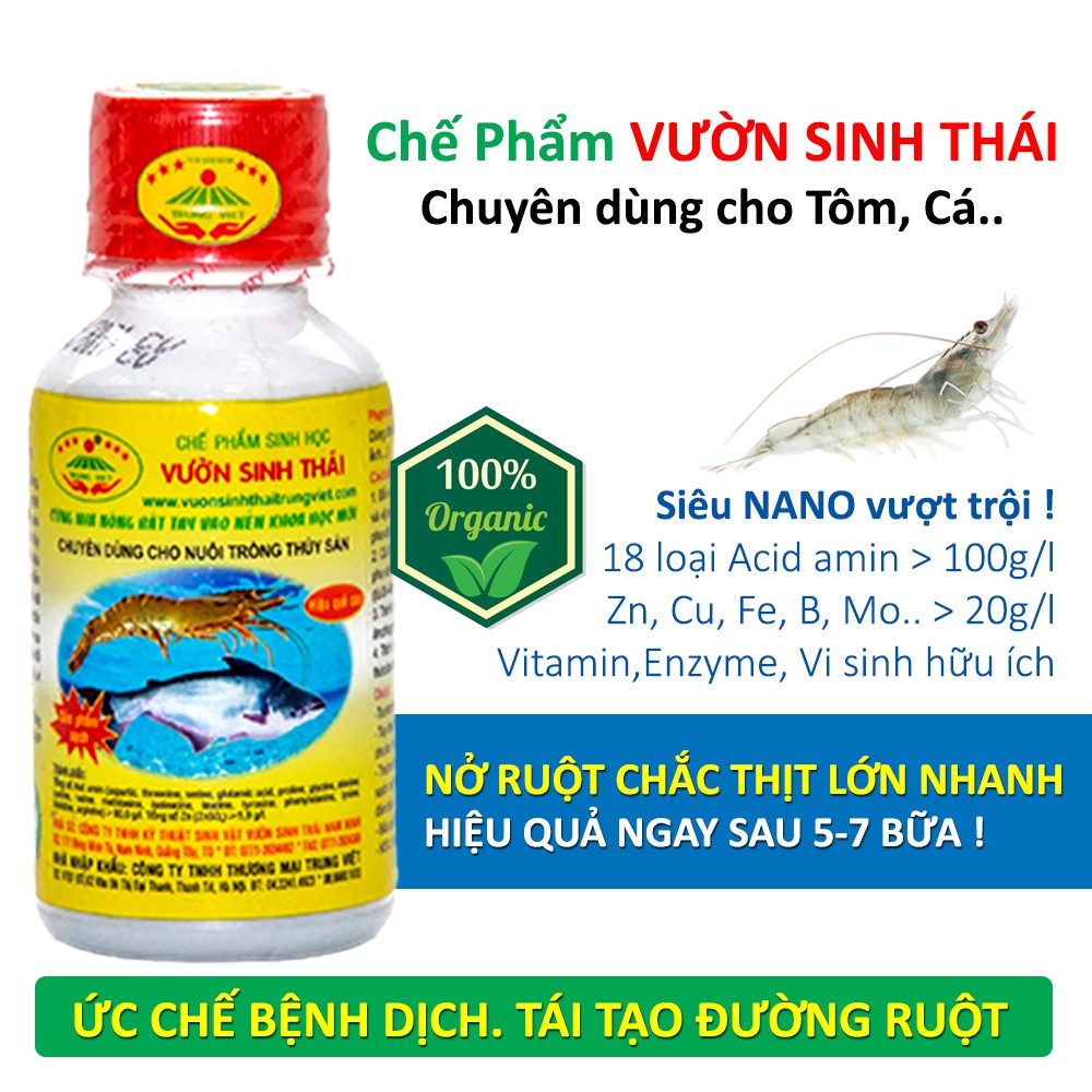 2 chai Chế phẩm sinh học VƯỜN SINH THÁI vỗ béo cho Cá, Tôm, Ếch. Siêu vi sinh NANO vượt trội. Hiệu quả ngay sau 3-5 ngày