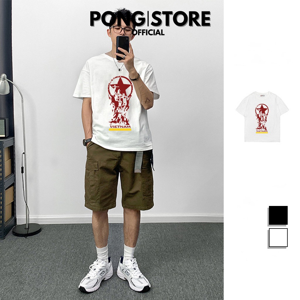 Áo thun nam nữ form rộng in Đội bóng Việt Nam - Áo thun unisex cổ tròn chất thun mềm mịn, phù hợp với mọi phong cách