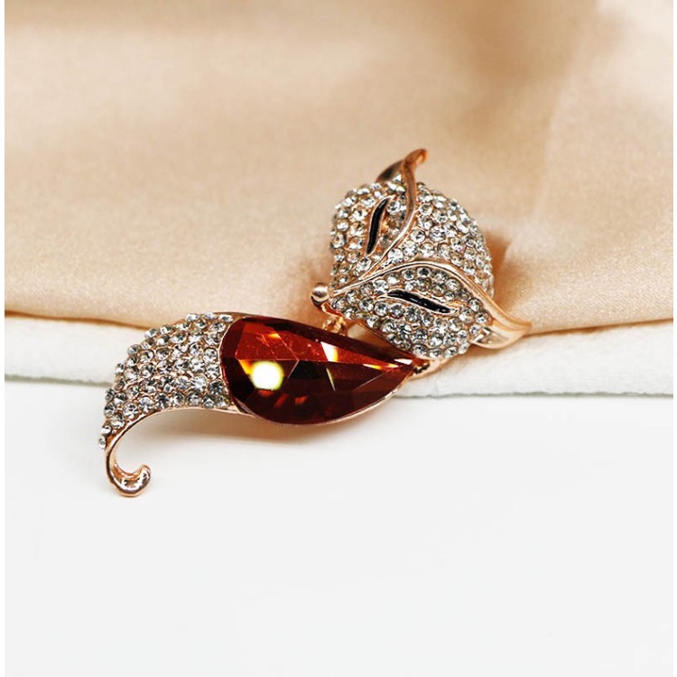 Ghim Cài Áo Hình Con Cáo Đính Đá Pha Lê Chống Ánh Sáng Thời Trang Hàn Quốc Chất Lượng Cao