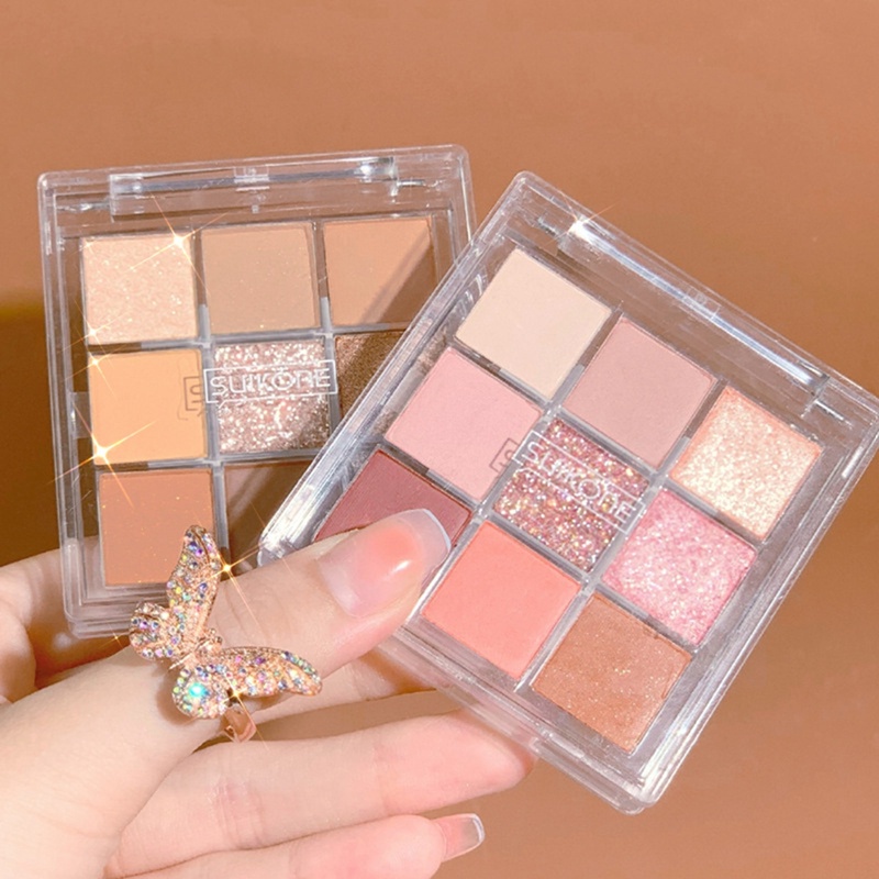 [Hàng mới về] Bảng phấn mắt 9 màu sắc hiệu ứng lì/ ánh nhũ chống nước bền màu lâu trôi