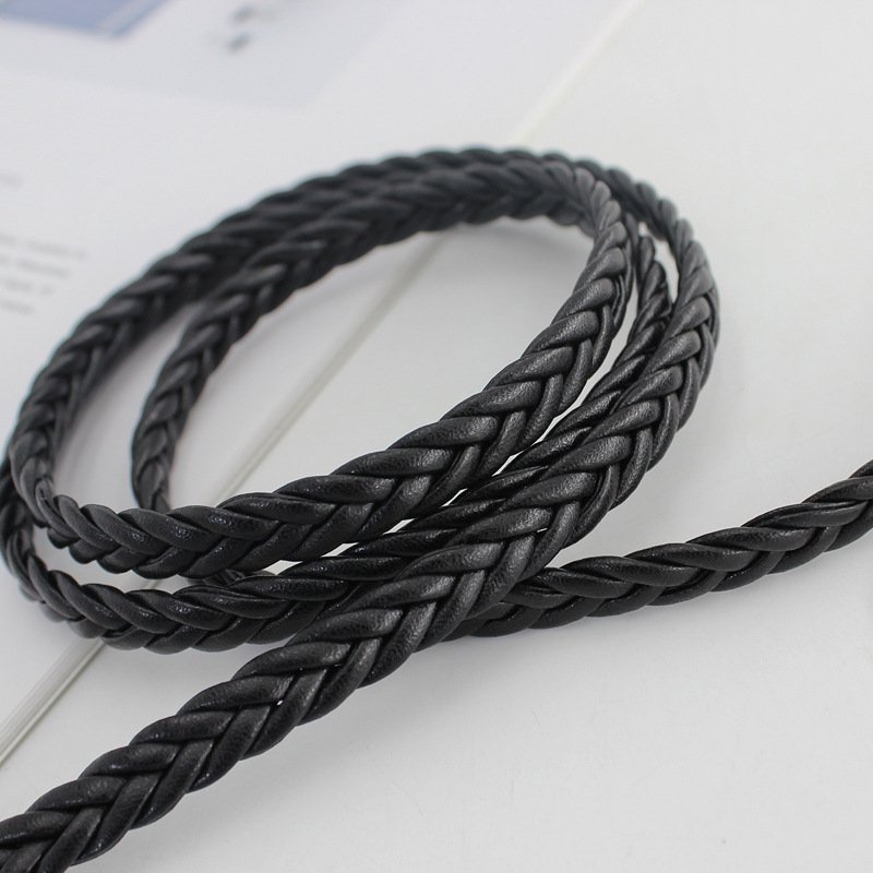 Thắt lưng da PU dây bện khóa tròn, dây lưng da phong cách thời trang retro