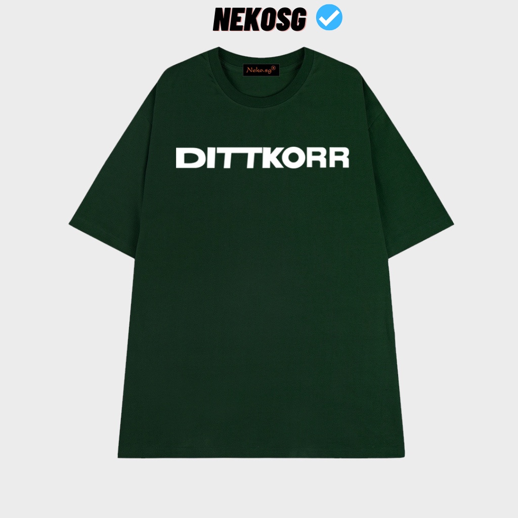 Áo thun xanh rêu tay lỡ form rộng unisex Dittkorr Neko.sg ATL308