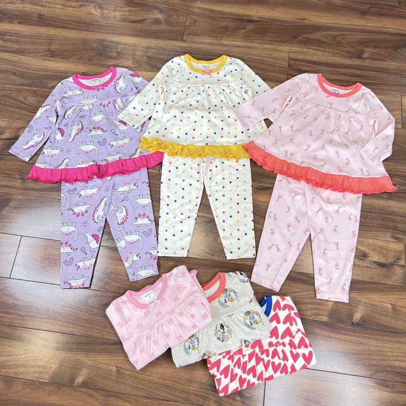 Bộ Bé Gái Dài Tay Kẻ Babydoll vải cotton borip xuất dư 8-21 kg in hình Pony Kitty - Quần áo thu đông Bé gái
