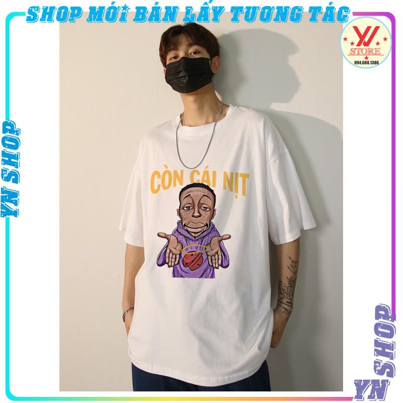Áo thun tay lỡ CÒN CÁI NỊT , áo phông hot trend nam nữ unisex form rộng anh da đen &quot;khaby.lame&quot; ,YNSHOP
