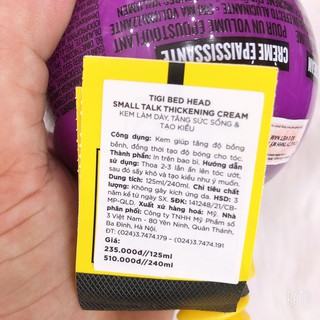 Kem giữ nếp tóc uốn SMALL TALK BED HEAD TIGI ( hàng chính hãng )