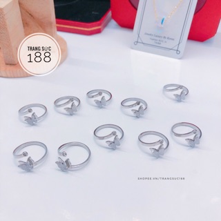Nhẫn titan ko đen bướm phun cát