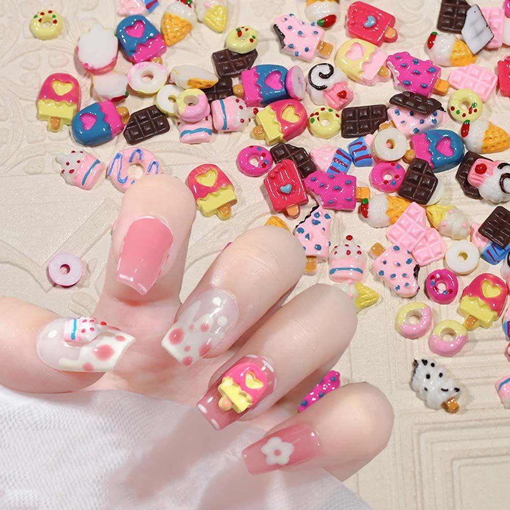 EXPEN Phụ Kiện Trang Trí Móng Tay Hình Que Kem / Bánh Donut Dễ Thương DIY