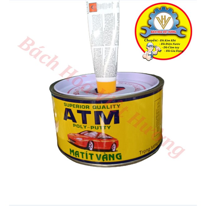 Bột bả ma tít vàng ATM nhập khẩu Thái Lan hộp 1kg kèm phụ gia (Chính hãng) - Bột bả sắt ô tô, kim loại