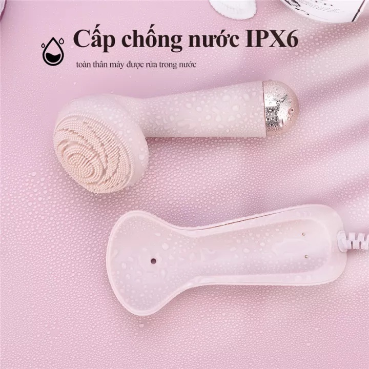 Máy Rửa Mặt MR568 Bằng Điện Với Con Lăn Mát Xa Silicone Không Thấm Nước Sạc USB