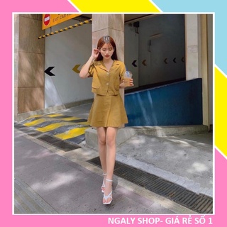 Set bộ áo tay nhúm kèm chân váy ❤