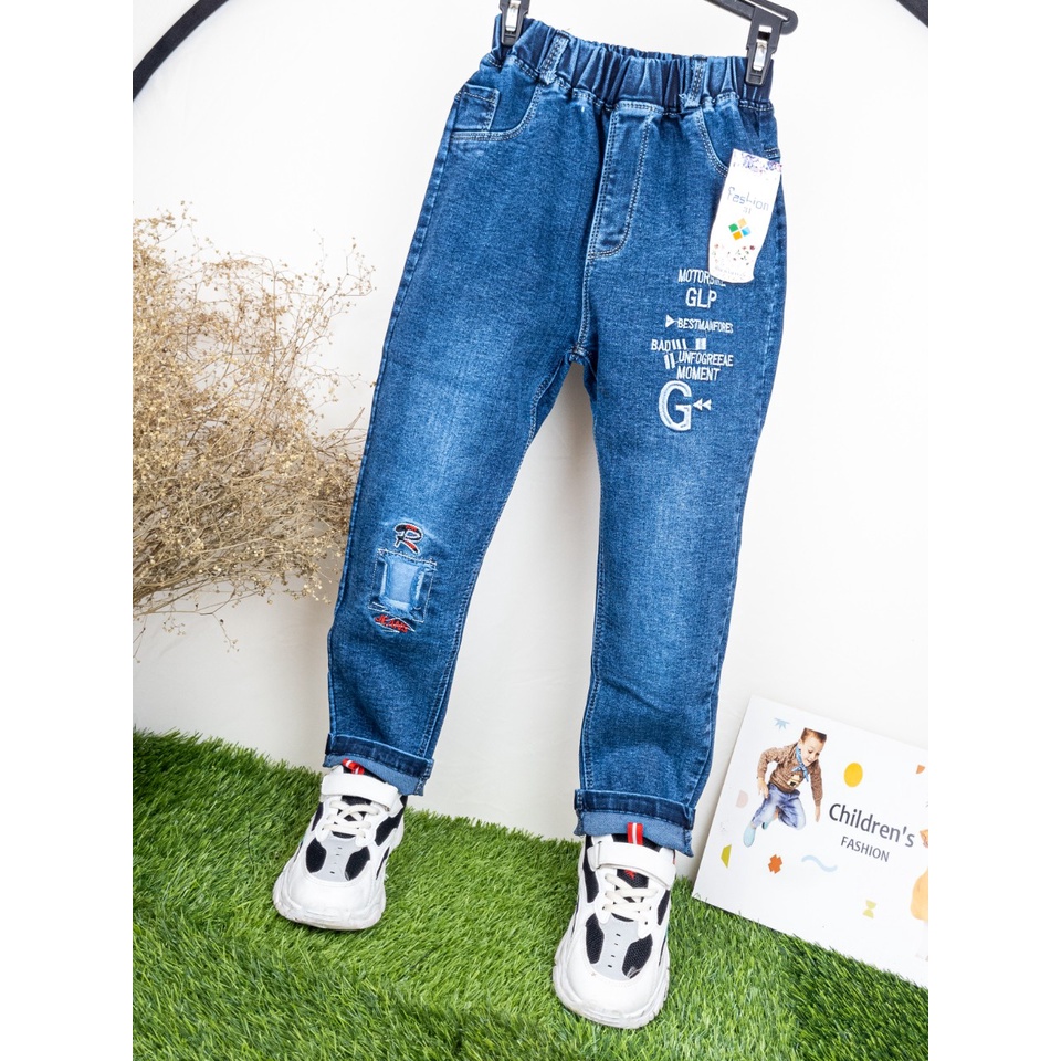 quần jean bé trai đi học Mami kid, chất jean mềm, co giãn tốt, đủ size 17-38kg