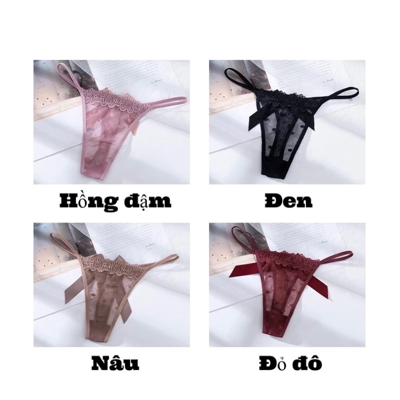 Quần Lót Nữ ❤️ Lọt Khe Ren Xuyên Thấu Dây Mảnh Đính Nơ To Quyến Rũ 8065