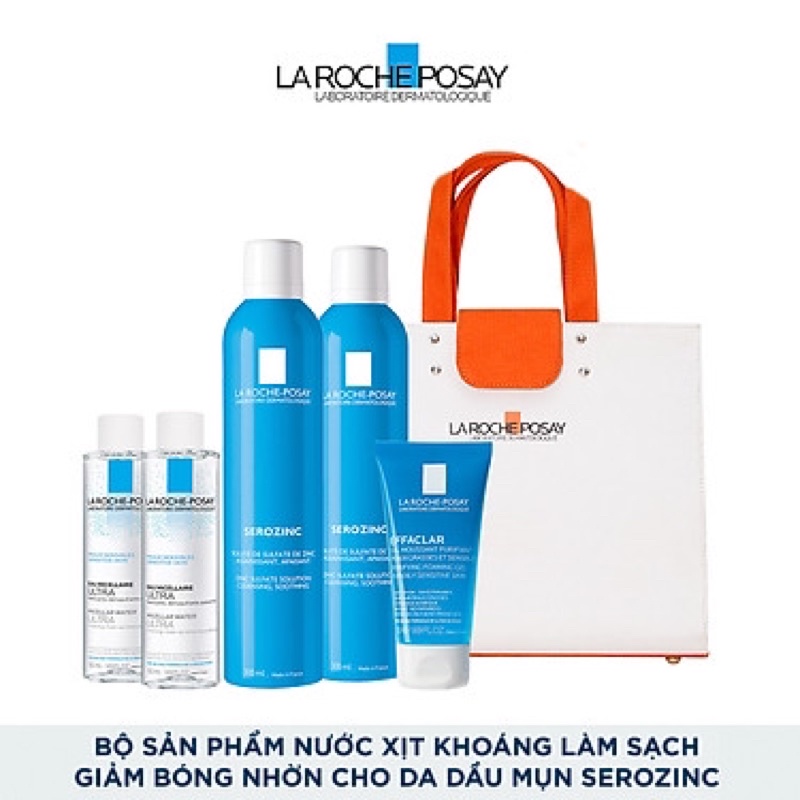 Bộ sản phẩm nước Xịt Khoáng Làm Sạch   Giảm Bóng Nhờn Cho Da Dầu Mụn La Roche-Posay Serozinc