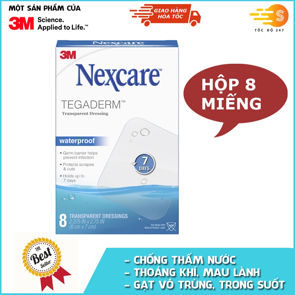 Hộp 8 miếng gạc vô trùng chống thấm nước trong suốt Nexcare 3M GVT-H1624