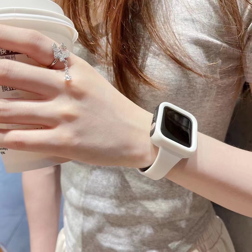Màu Sắc Dây Đeo Thay Thế Bằng Silicon 44mm 45mm 42mm Cho iWatch 40mm 38mm 41mm series 7 3 5 6 se