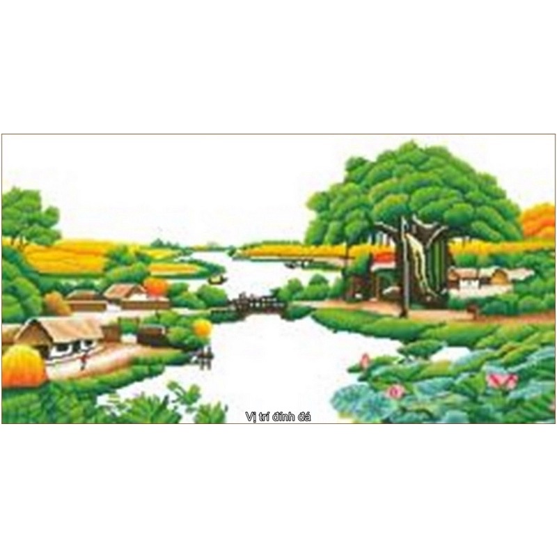 Tranh Đính Đá/Tranh Thêu Gia Đình Làng Quê Lv530,Lv3480