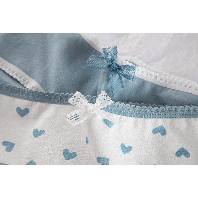 Quần Lót Nữ Cotton - Quần Lót Nữ set xanh viền bèo dễ thương mềm mại thoáng mát DAN STORE Mã 8018
