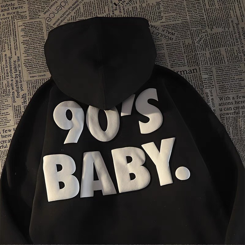 Áo Khoác Hoodie Form Rộng Unisex BABY Vải Nỉ Bông Dày Dặn màu ĐEN/TRẮNG 🎈 Nam nữ unisex 🎈 | BigBuy360 - bigbuy360.vn