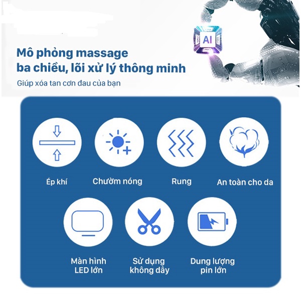 Máy massage đầu gối hồng ngoại , với chế độ sưởi nóng và chế độ massage giúp giảm đau khớp gối