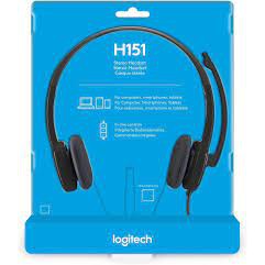 Tai nghe Logitech âm thanh nổi STEREO HEADSET H150 / H151 01 Jắc 3.5mm ( tích hợp cả mic + tai nghe )