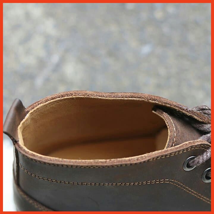 Giày Bốt Nam Đẹp Cổ Thấp Da Bò Cao Cấp, Boots Da Nam Mùa Đông Phong Cách Hàn ( Da Sáp) | BigBuy360 - bigbuy360.vn