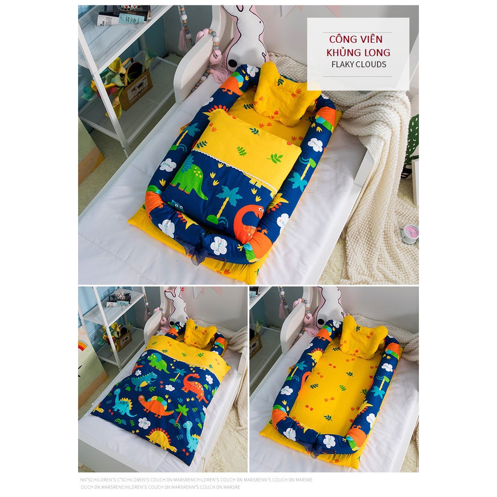 Nệm nôi mềm gối vải cotton 100% dành cho trẻ sơ sinh