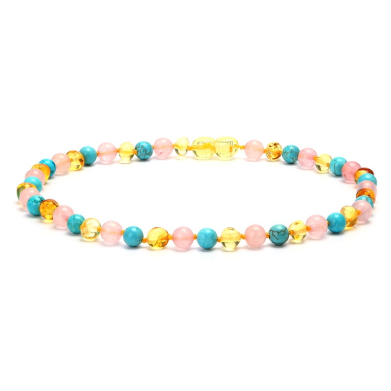 Vòng cổ Hạt Đá Hổ Phách Tự Nhiên Nhiều Màu Sắc 33cm Dành Cho Trẻ Em