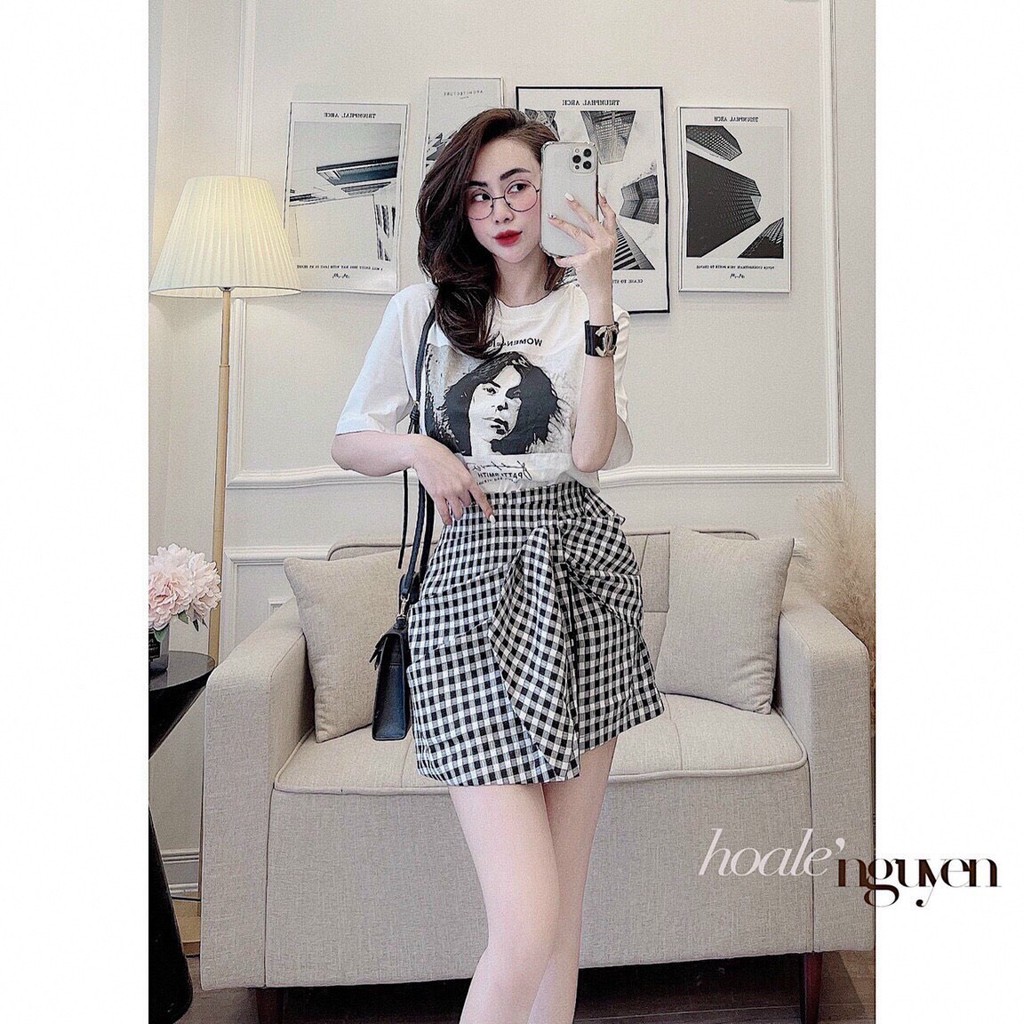 Sét Đồ Nữ , Sét Áo Phông Cô Gái Kèm Chân Váy Kẻ | BigBuy360 - bigbuy360.vn