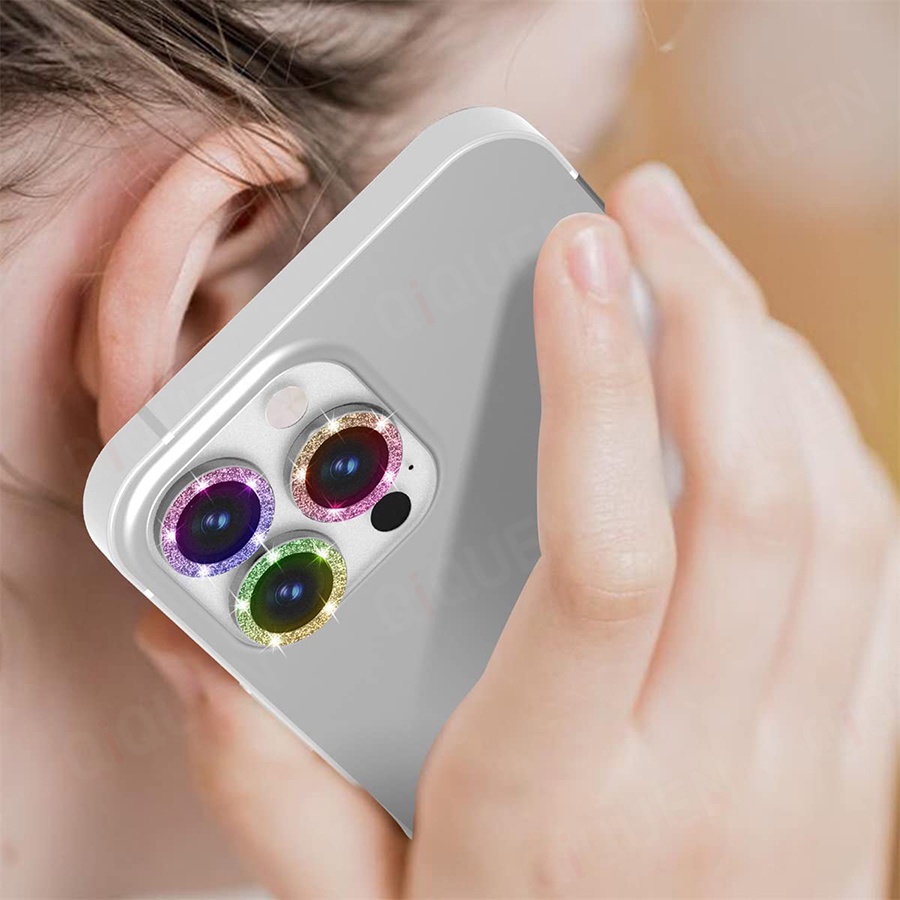 Nắp dán đính đá bảo vệ ống kính camera cho iPhone 11 12 13 14 Pro Max 12 13