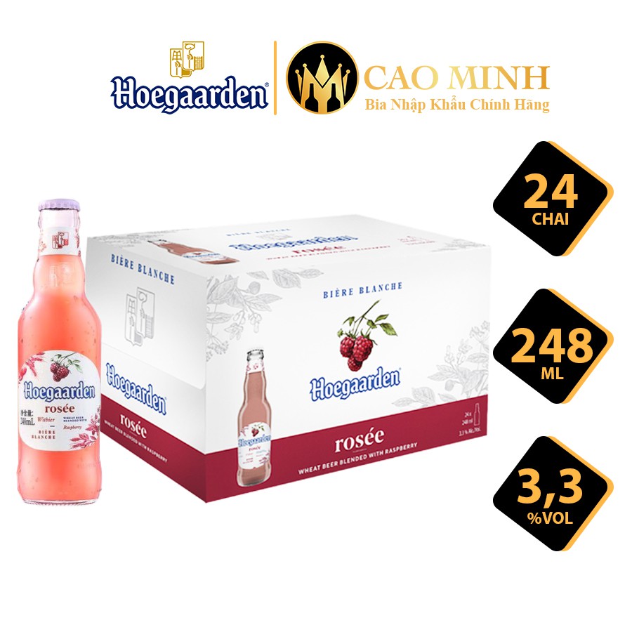 Bia Hoegaarden Rosee 3,3% Thùng 24 Chai 248ml Nhập Khẩu Bỉ