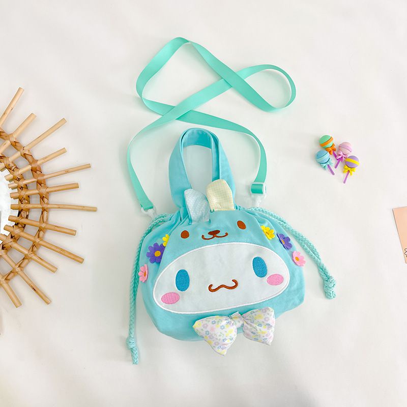 30cm Cute kuromi Sanrio Hello Kitty Melody Cartoon Large Capacity Portable Bucket Canvas Bag girl gift