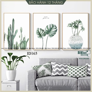 Bộ 3 tranh lá cây nhiệt đới - bộ tranh lá cây treo phòng ngủ phòng khách hiện đại