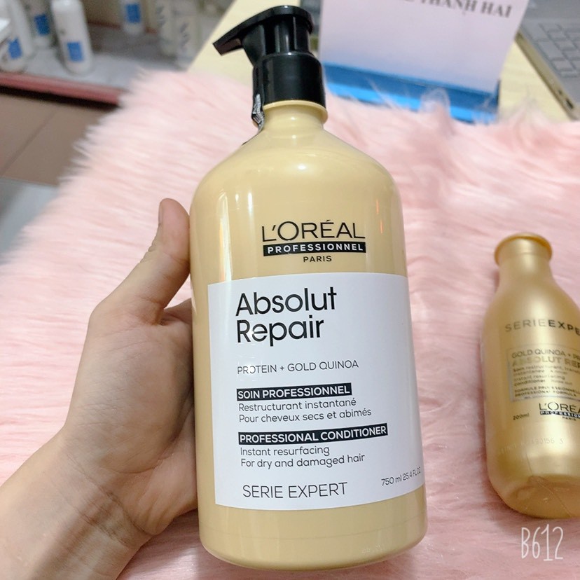 (Chính Hãng) Dầu Xả Loreal Serie Expert Absolut Repair Conditioner Gold Quinoa Phục Hồi Tóc Hư Tổn