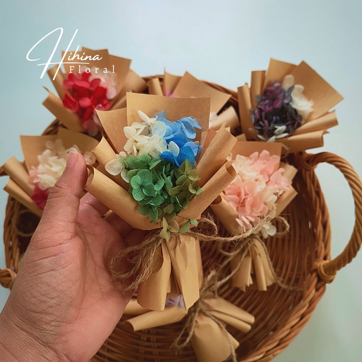 Bó Hoa Cẩm Tú Cầu Khô Mini Phong Cách Vingate Làm Quà Tặng Size 15cm