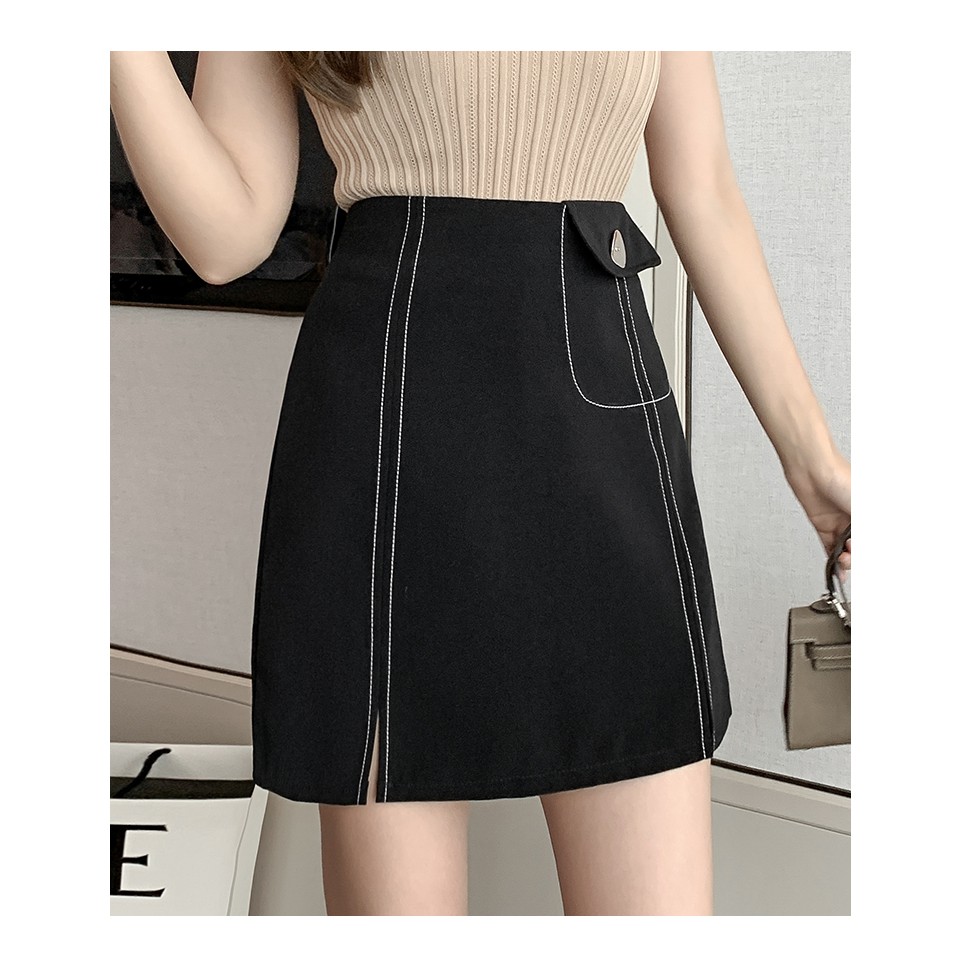 Chân váy chữ a ngắn chỉ viền trơn nổi có túi mini Okella CV004 | BigBuy360 - bigbuy360.vn