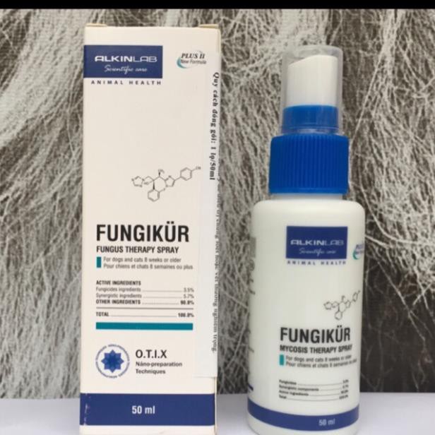 XỊT TRỊ NẤM ALKIN FUNGIKUR 50ML - LỌ TRỊ NẤM VIÊM DA CHÓ MÈO