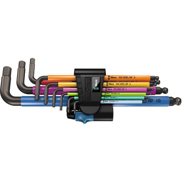 Bộ lục giác nhiều màu WERA hex-plus 9 cây thân phủ đen, đầu có bi giữ 05022210001