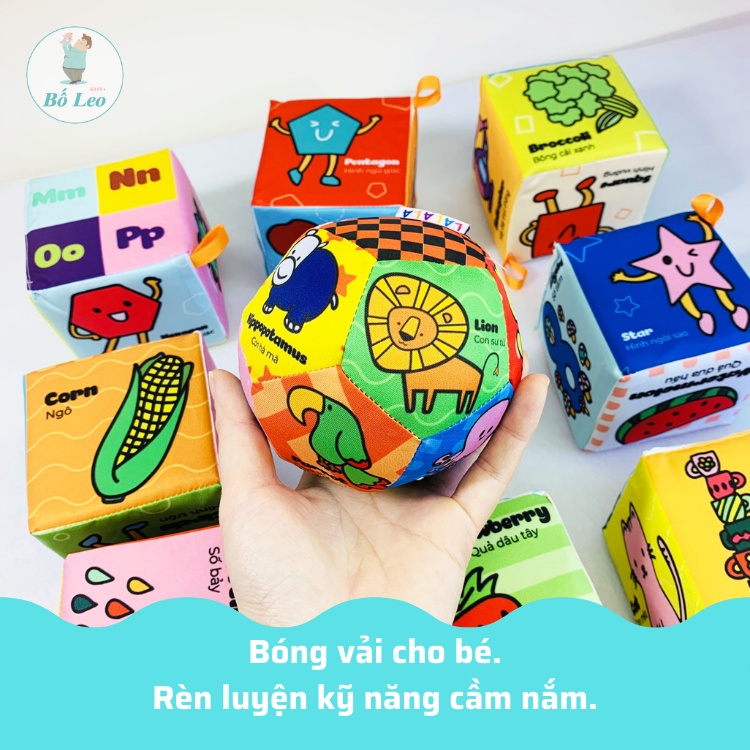 Bộ 8 Đồ chơi Hình khối Xúc Xắc Lalala Baby Tặng kèm Bóng vải cho bé vừa chơi vừa học tập