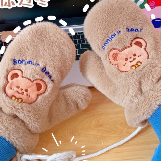 găng tay gấu dễ thương lót lông siêu ấm 02 ❤️Free ship❤️ bao tay mùa đông mit store