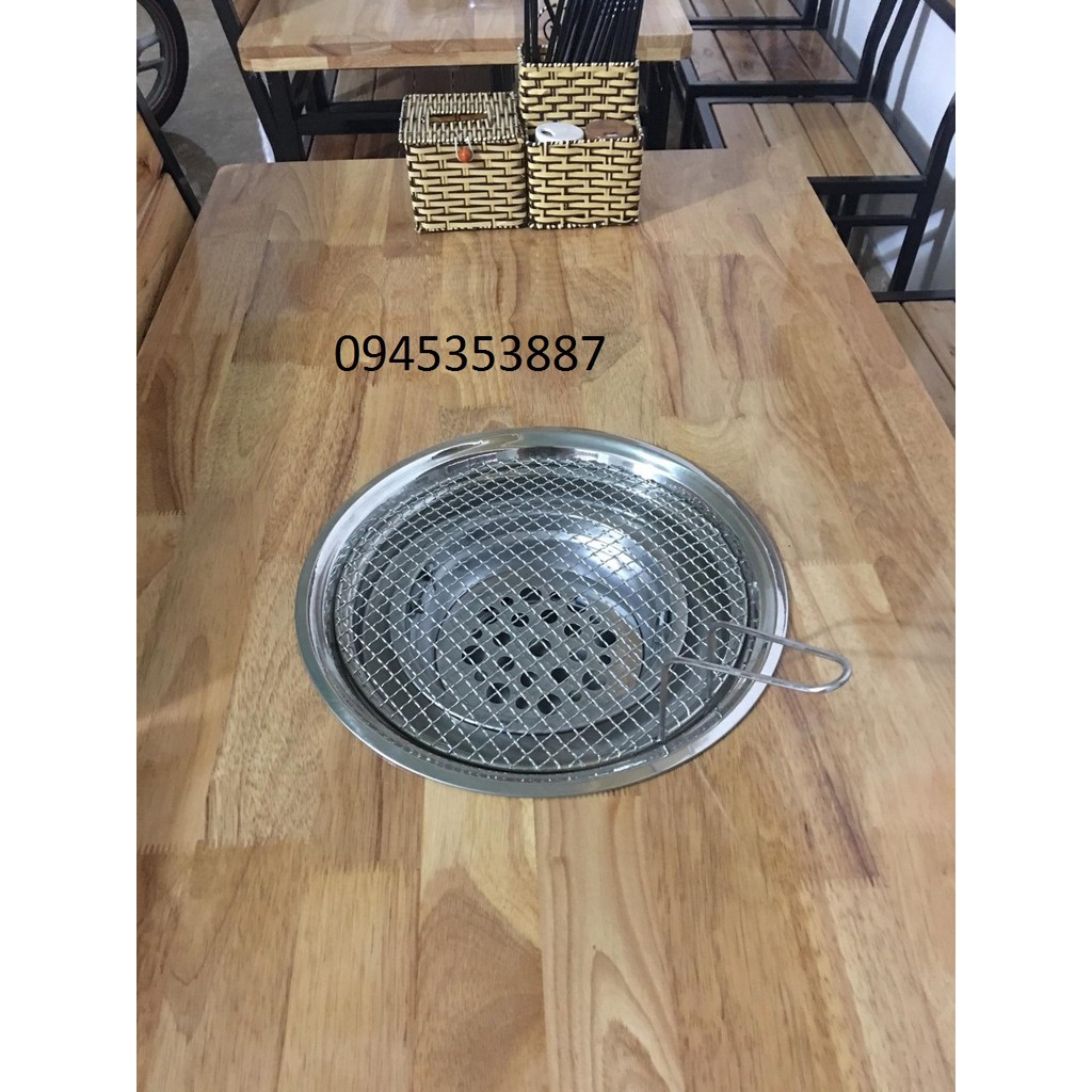 Lò nướng than hoa inox đặt âm bàn giá bình dân cho quán lẩu nướng ngoài trời vỉ hè