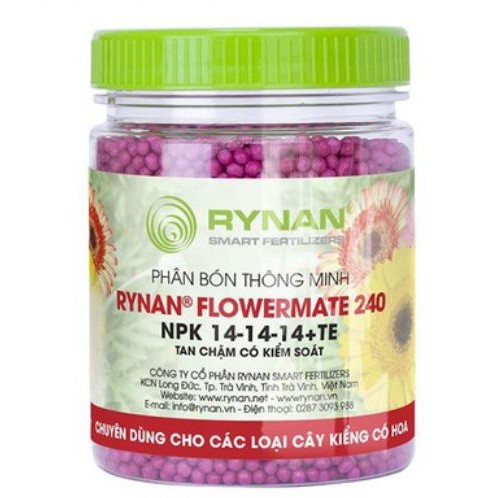 RYNAN FLOWERMATE 240 hũ 150gr - NPK 14-14-14+TE dùng vào giai đoạn cây trưởng thành giúp cây phát triển toàn diện
