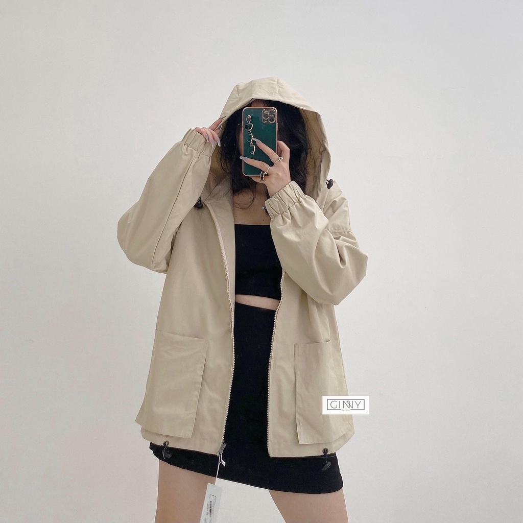 Áo Khoác Kaki Ulzzang Hai Lớp Túi Rời | Phiên Bản Túi Rời | Thời Trang Nữ | Ginstore